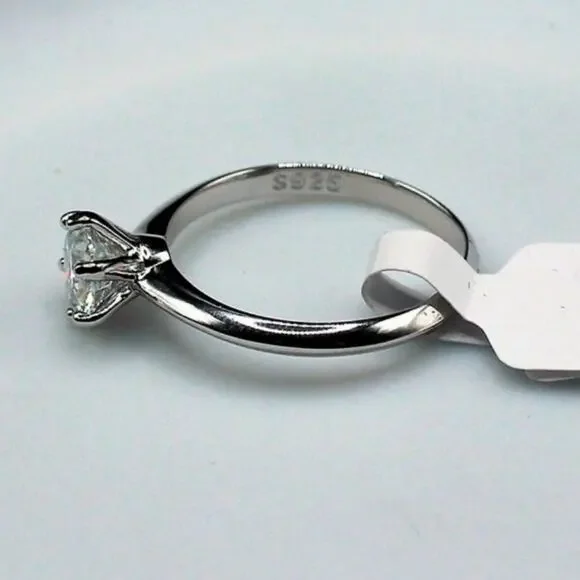 6 Claws Certified 1 ct Moissanite Wedding Engagement Ring Size 7 - Picture 3 of 6